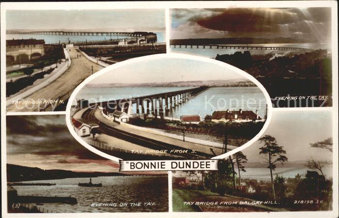 Dundee City Tay Bridge Balgay Hill Valentine's Post Card