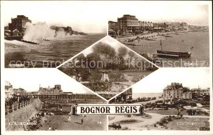 Bognor Regis Rough Sea Promenade Pavilion Gardens Pier Sands Waterloo Gardens Ex