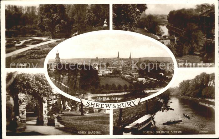 Shrewsbury Dingle Park Abbey Gardens Boating Valentine's Post Card