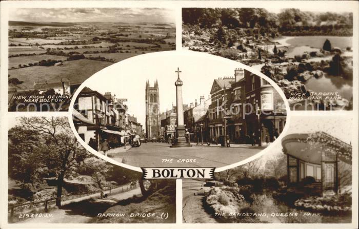 Bolton The Cross Barrow Bridge Queens Park Rock Gardens Valentine's Post Card
