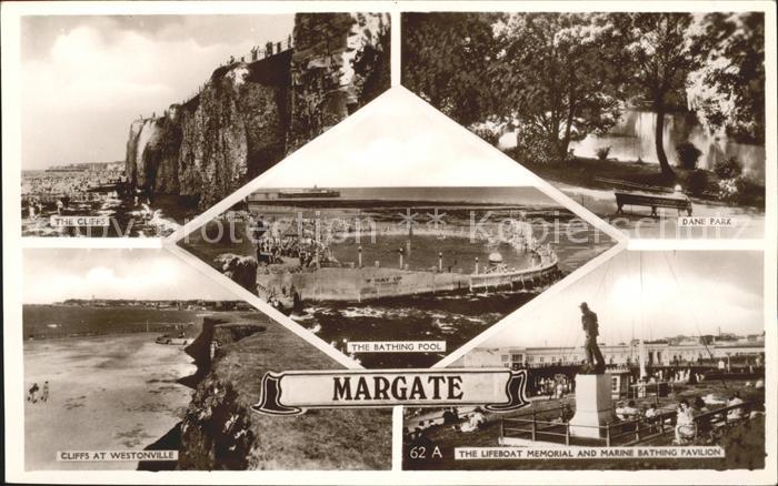 Margate UK Cliffs Dane Park Lifeboat Memorial Marine Bathing Pavilion Bathing Po