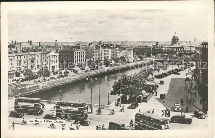 DUBLIN  Ireland River Liffey Bridge Doppeldeckerbus