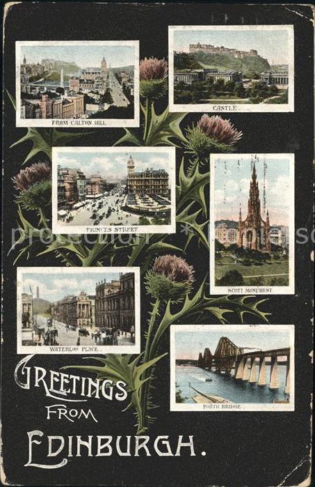 Edinburgh Scotland Castle Princes Street Scott Monument Waterloo Place Forth Bri