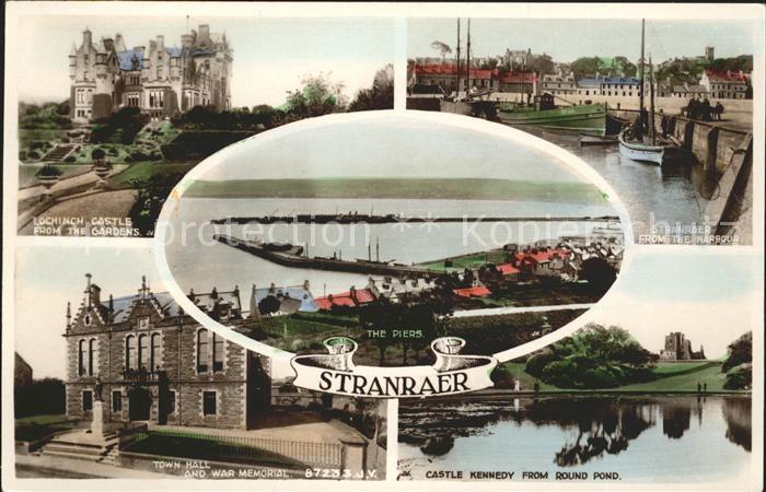 Stranraer Dumfries Galloway Lochinch Castle Harbour Pier Town Hall War Memorial