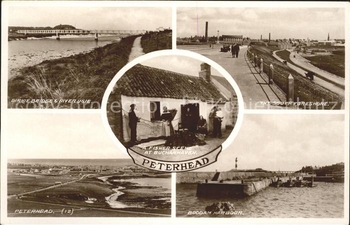 Peterhead Bridge River Ugie Foreshore Harbour Fisher Scene