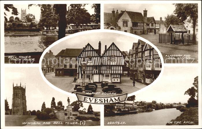 Evesham Wychavon Bell Tower Almonry and Old Stocks Market Square Memorial on the