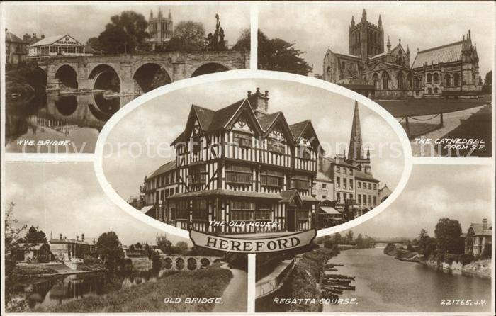 Hereford Wye Bridge Cathedral Old House Regatta Course Valentine's Post Card