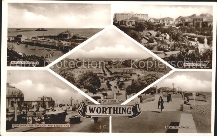 Worthing West Sussex Bandstand Pier Marine Gardens Pavilion Promenade Beach Hous