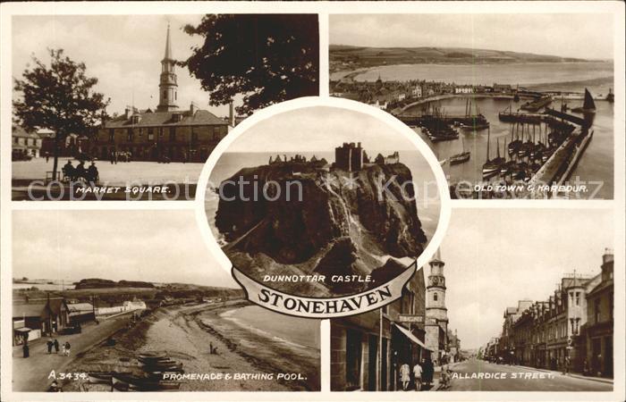 Stonehaven Aberdeenshire Market Square Old Town Harbour Promenade Bathing Pool A