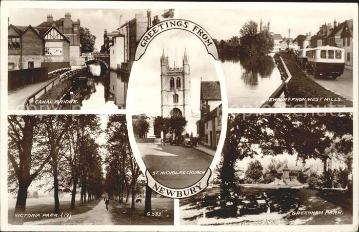 Newbury Berkshire Canal Bridge St Nicholas Church Victoria Park Greenham Park