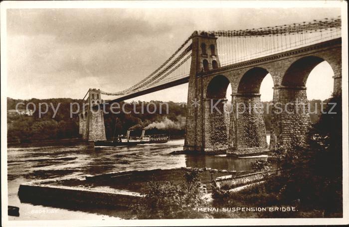 Menai Bangor Menai Suspension Bridge Valentine's Post Card