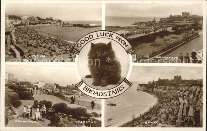 Broadstairs Bay Promenade Sands Cat Valentine's Post Card