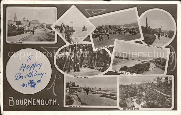 Bournemouth Square Pier Cliff Gardens Walk Boscombe Chine Tucks Post Card