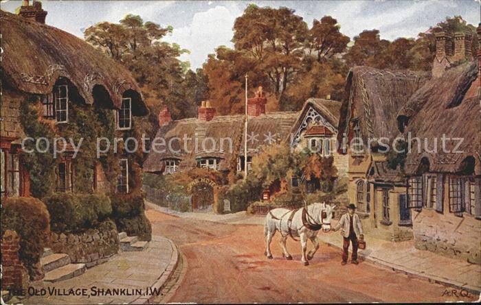 Shanklin Old Village Horse Water Colour Drawing AR Quinton Kuenstlerkarte