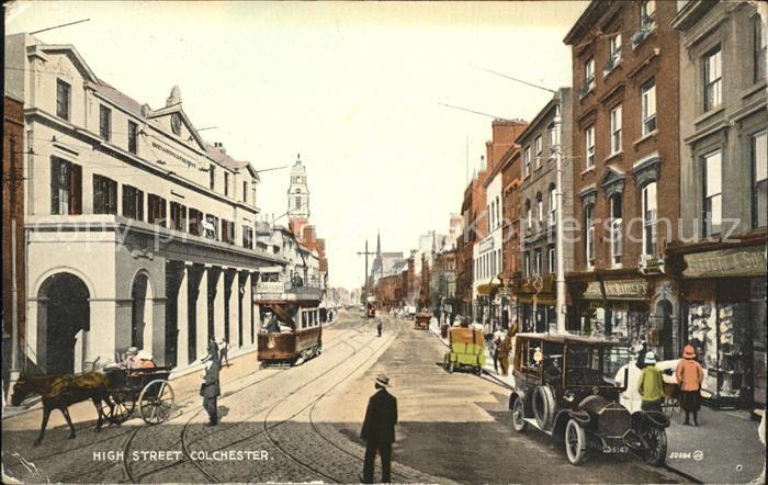 Colchester High Street Tramway Automobile Pferdefuhrwerk