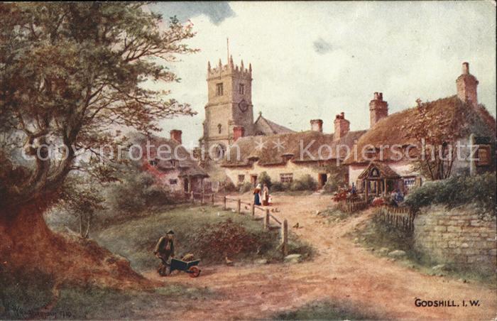 Godshill United Kingdom Water Colour Drawing WW Quatremain Salmon Series Kuenstl