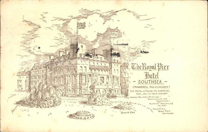 Southsea The Royal Pier Hotel Drawing Kuenstlerkarte