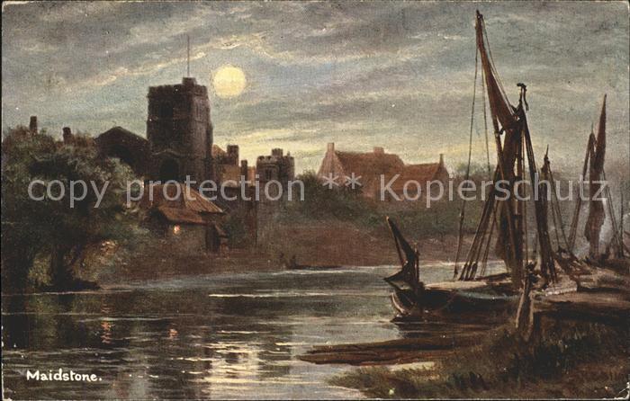 Maidstone On the Medway Moonlight Series No. 5396 Kuenstlerkarte