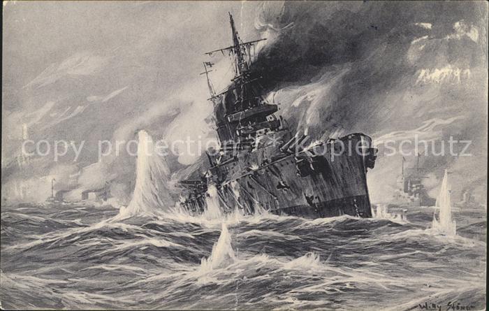 Marine WK1 Vernichtung englischen Schlachtkreuzer Prof. Willy Stoewer