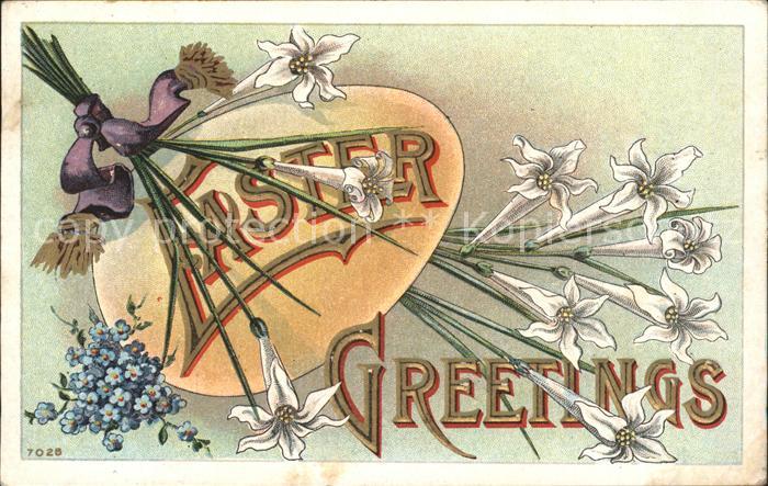 Ostern Easter Paques Vergissmeinicht Iris Ei Litho