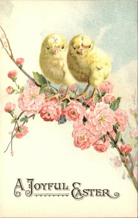 Ostern Easter Paques Küken Blumen Blüten Litho