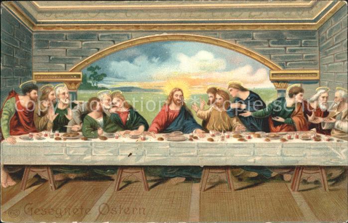 Ostern Easter Paques Jesus Apostel Das letzte Abendmahl Lith