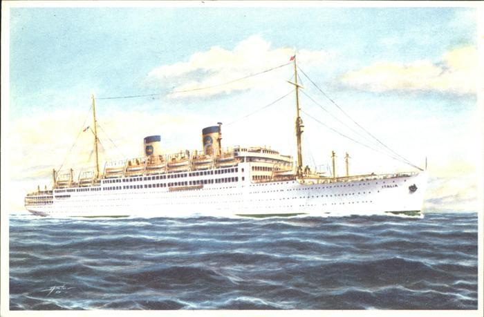 Dampfer Oceanliner M/S Italia Künstlerkarte
