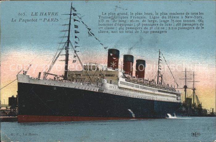 Dampfer Oceanliner Paquebot Paris Le Havre