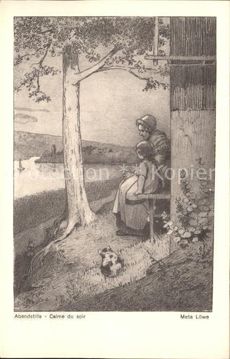 Loewe Meta Abendstille Nr. 9 Kind Mutter Katze See Baum