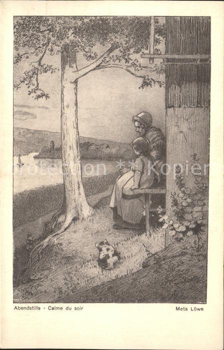 Loewe Meta Abendstille Nr. 9 Kind Mutter Katze See Baum