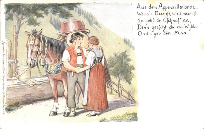 Tobler Viktor V.T. Appenzellerland Pferd Trachten Holztrog Gedicht