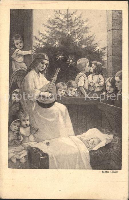 Loewe Meta Nr. 74 Christkind Schutzengel Mandoline Trompete Kinder
