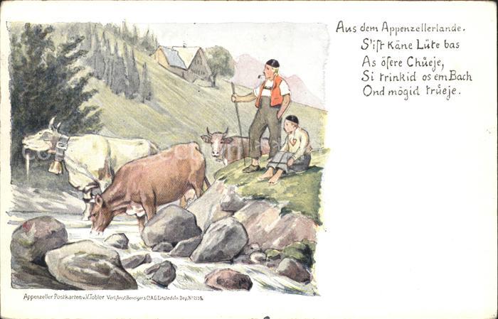 Tobler Viktor V.T. Hirte Kuehe Wasserquelle Gedicht Appenzellerland