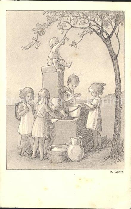Goetz M. Nr. 158 Kinder Brunnen Krug Eimer
