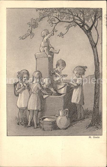 Goetz M. Nr. 158 Kinder Brunnen Baum Eimer Krug