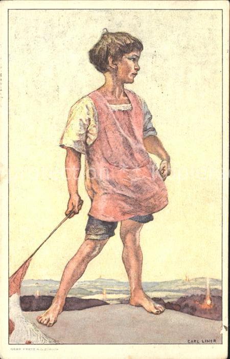 Liner Carl Kind Bundesfeier Schweiz Spendenkarte Fuersorge Invalide Krankenschwe