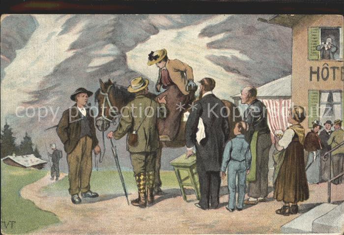 Tobler Viktor V.T. Hotel Empfang Dame Pferd Wanderer