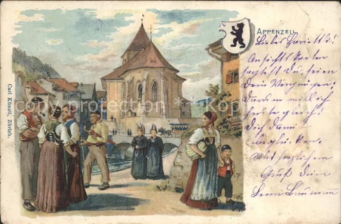 Tobler Viktor V.T. Appenzell Kirche Trachten