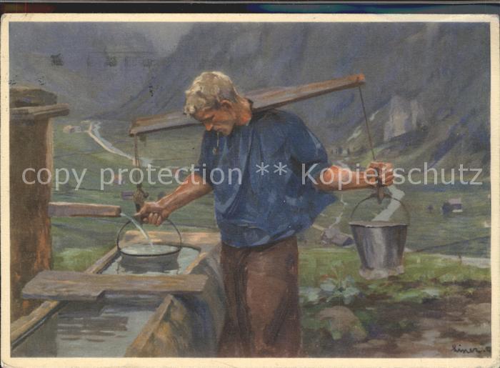 Liner Carl Das Wasser Brunnen Holztrog Eimer