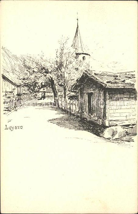 Leysin Dorfpartie Zeichnung