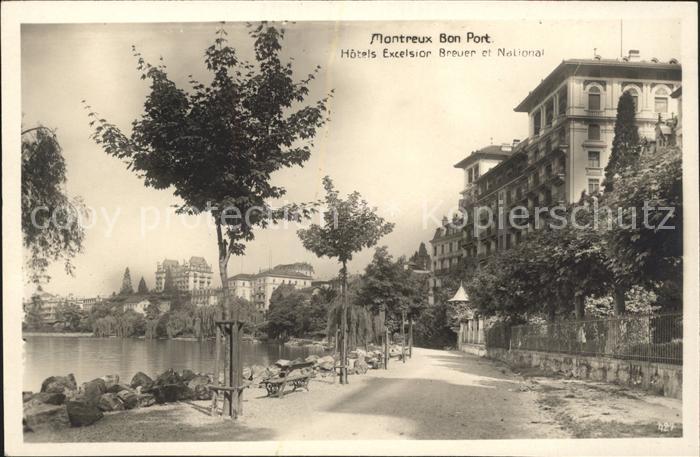 Montreux VD Bon Port Promenade Hotels Excelsior Brauer et National