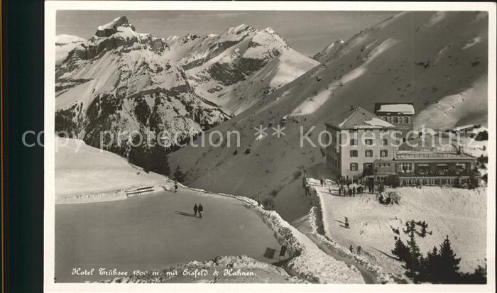 Engelberg OW Hotel Tr?bsee mit Eisfeld und Hahnen