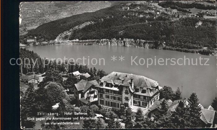 Seelisberg UR Hotel Bellevue mit Axenstrasse und Morschach am Vierwalst?ttersee