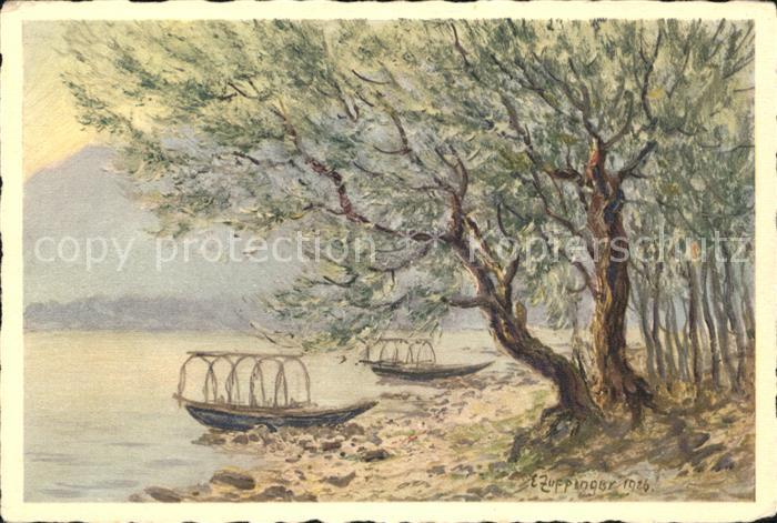 Rivapiana Minusio TI Kuenstlerkarte Seeufer Boote