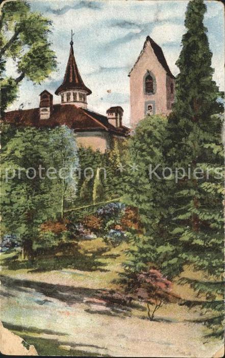 Cham ZG Schloss St. Andreas mit Kapelle Kuenstlerkarte