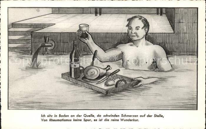 Baden AG Badender mit Vesper Karikatur