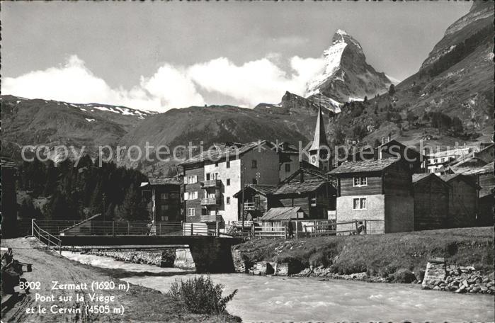 Zermatt VS Pont sur la Viege et le Cervin