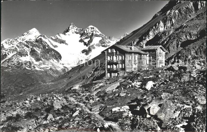 Zermatt VS Touristenhaus Fluhalp mit Dt Blanche Gabelhorn