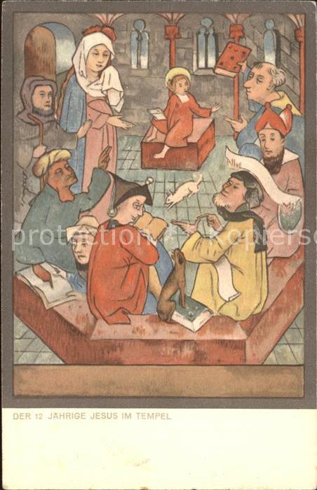 Religion Fresken XV. Jahrhundert Kirche Saanen 12-jaehrige Jesus im Tempel