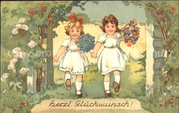 Kinder Child Enfants Blumen Glueckwunsch